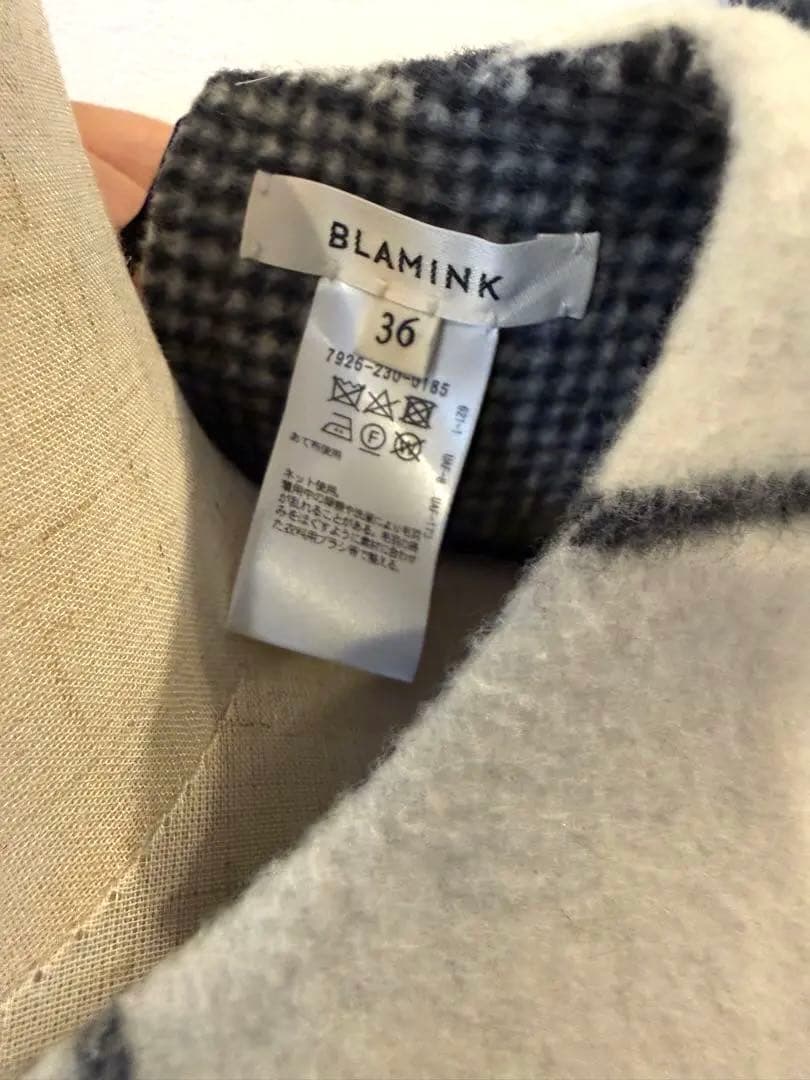 アイボリー ブラックチェック ノースリーブワンピース