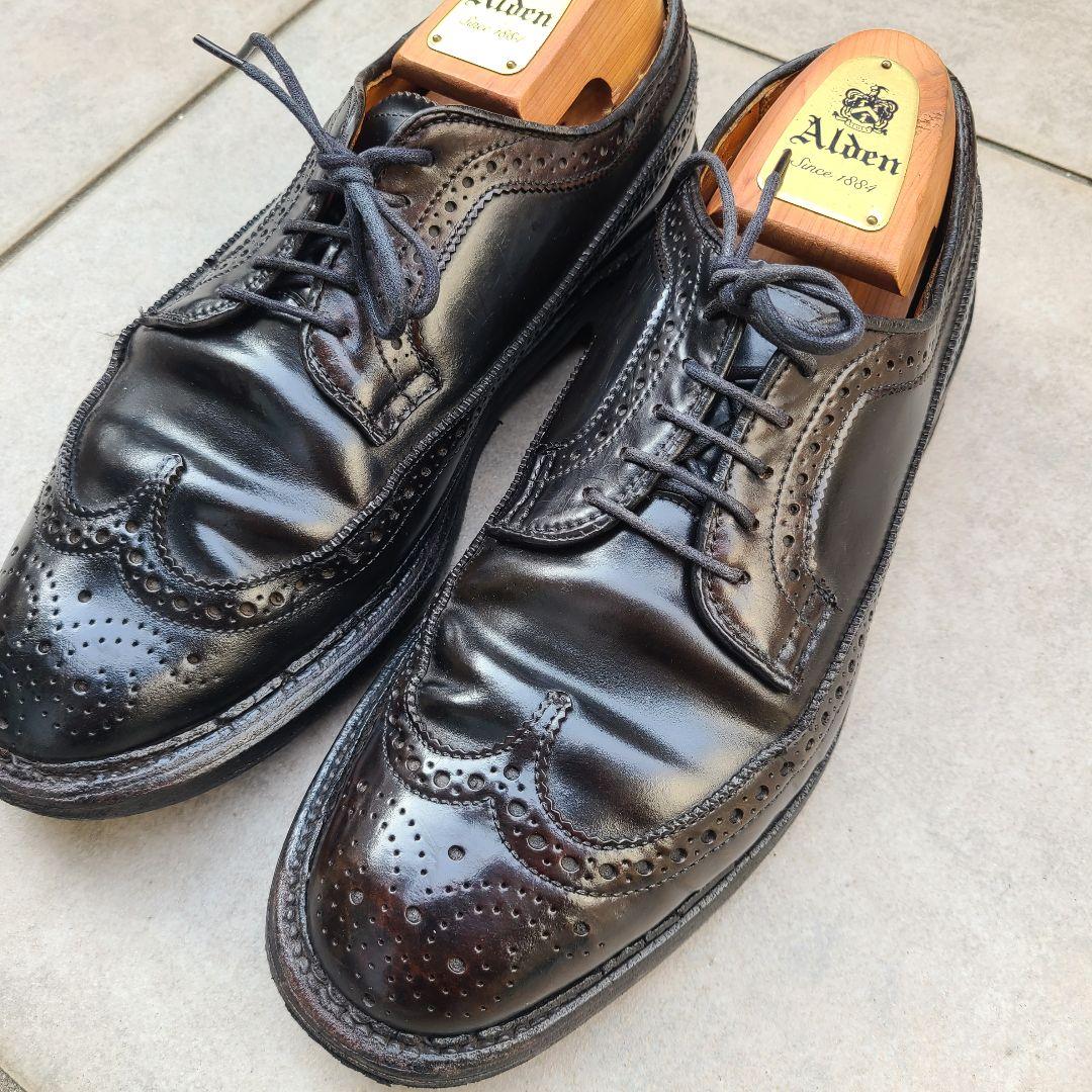 7D Alden 9751 コードバン ロングウイング ブラック