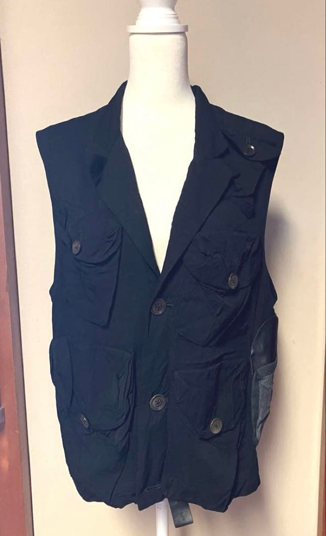 Yohji Yamamoto pour homme デザインベストJK 黒