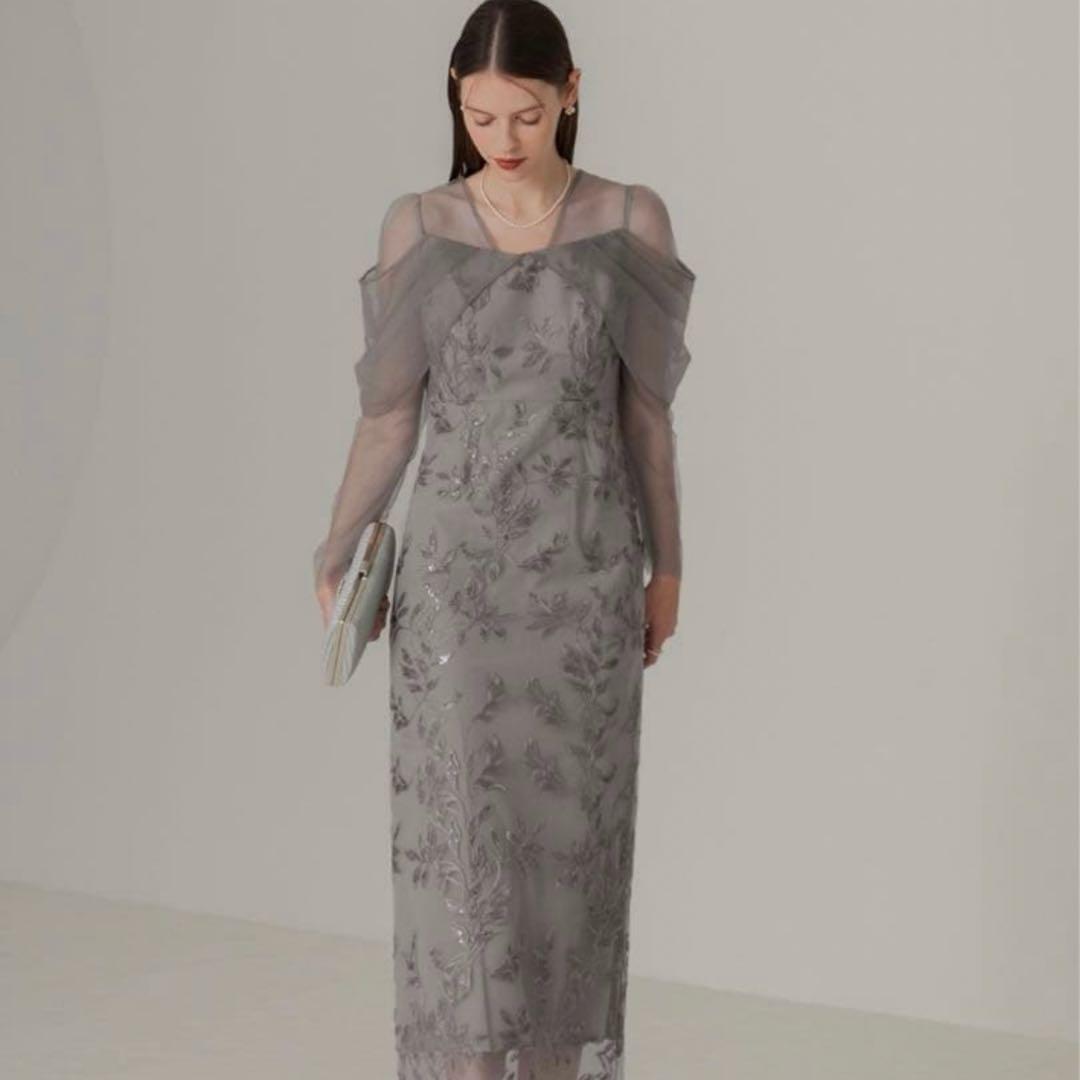 チュールロングスリーブリーフIラインドレス結婚式パーティー二次会デート成人式