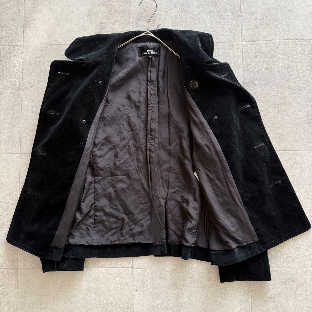 トリココムデギャルソン　ベロアジャケット　ダブル　AD2002 黒