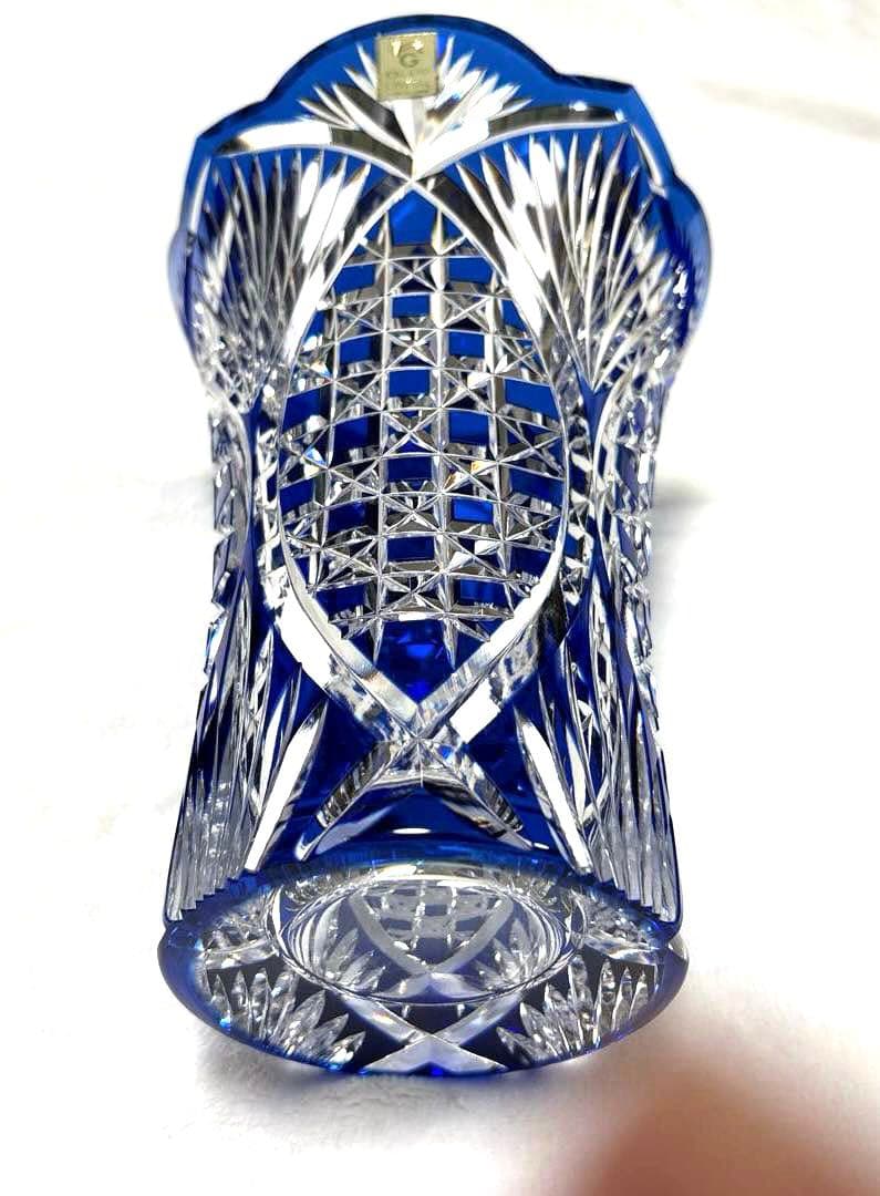 カガミクリスタル　青色クリスタルガラス花瓶