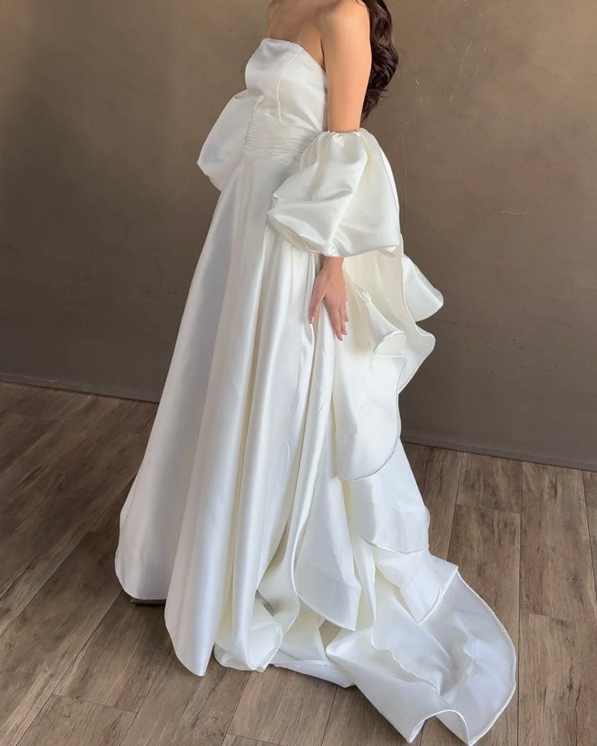 【定価6万円】3way ウェディングドレス　取り外しパフスリーブ　前撮りドレス