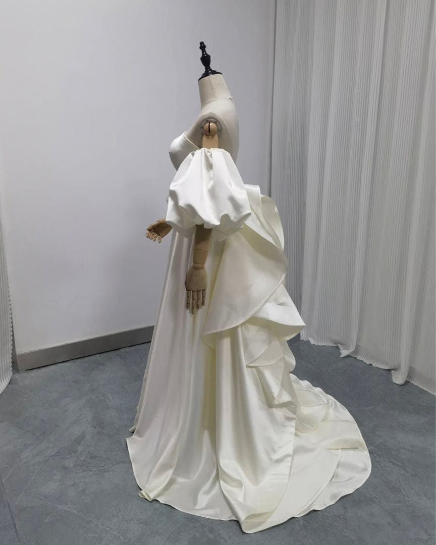 【定価6万円】3way ウェディングドレス　取り外しパフスリーブ　前撮りドレス