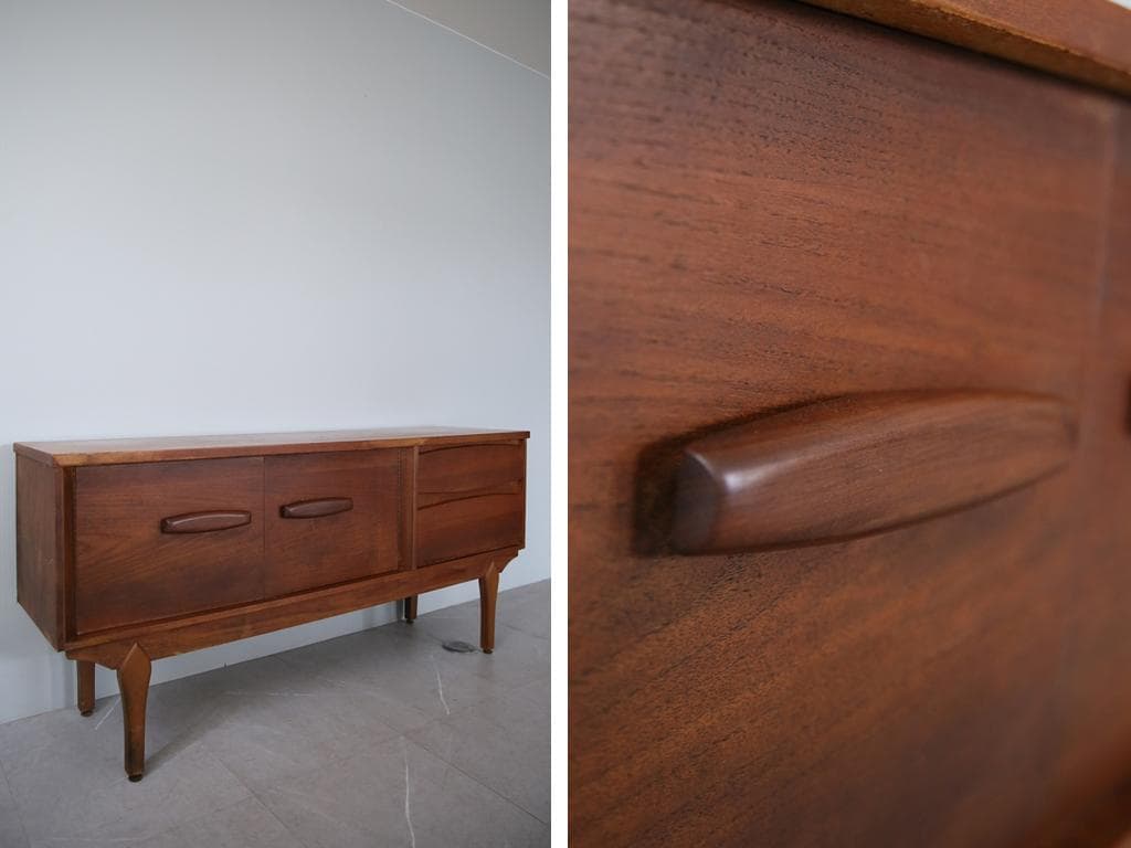 英国アンティークチーク古木サイドボード/木製キャビネット/チェスト(91-142