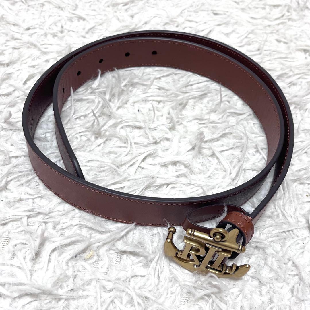 LAUREN RALPH LAUREN アンカーロゴ ゴールド金具スキニーベルト