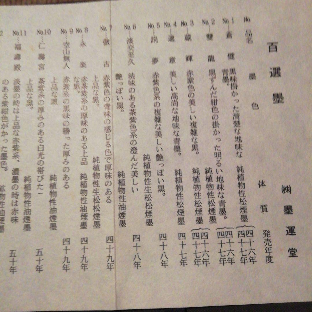 墨運堂 百選 No.1～No.10 昭和46年～50年★10丁組