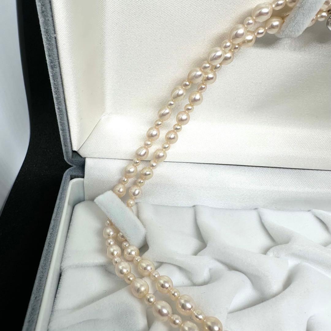 田崎真珠✨TASAKI 2連パールネックレス 本真珠 約3.2~4.9mm