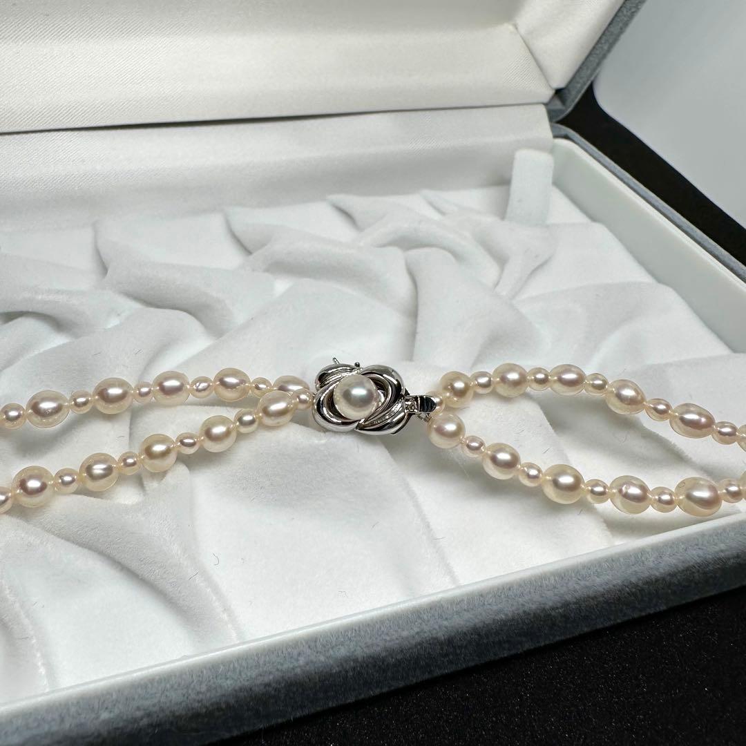 田崎真珠✨TASAKI 2連パールネックレス 本真珠 約3.2~4.9mm