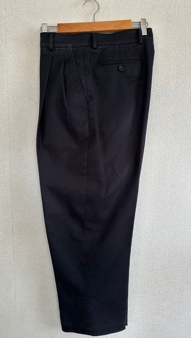 HERMES 2タックコットンワイドテーパードパンツ 黒 38