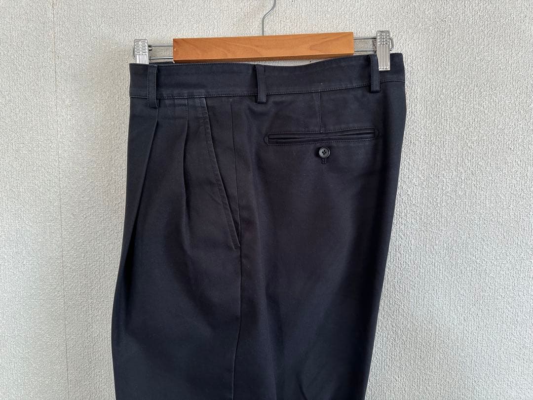 HERMES 2タックコットンワイドテーパードパンツ 黒 38