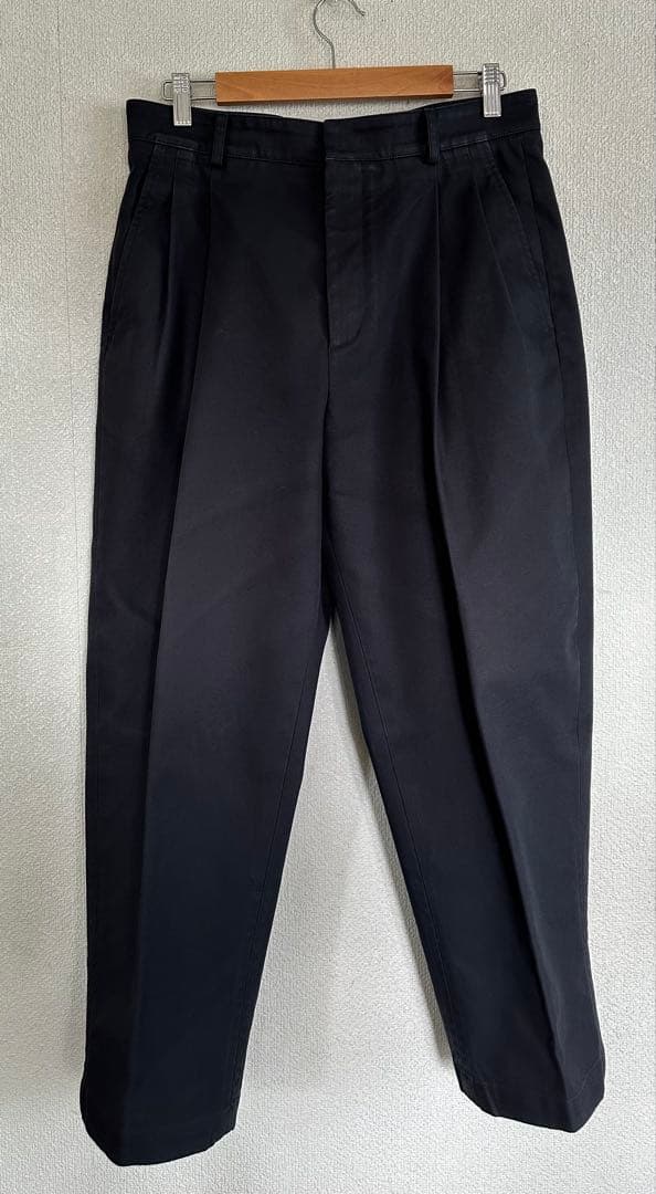 HERMES 2タックコットンワイドテーパードパンツ 黒 38