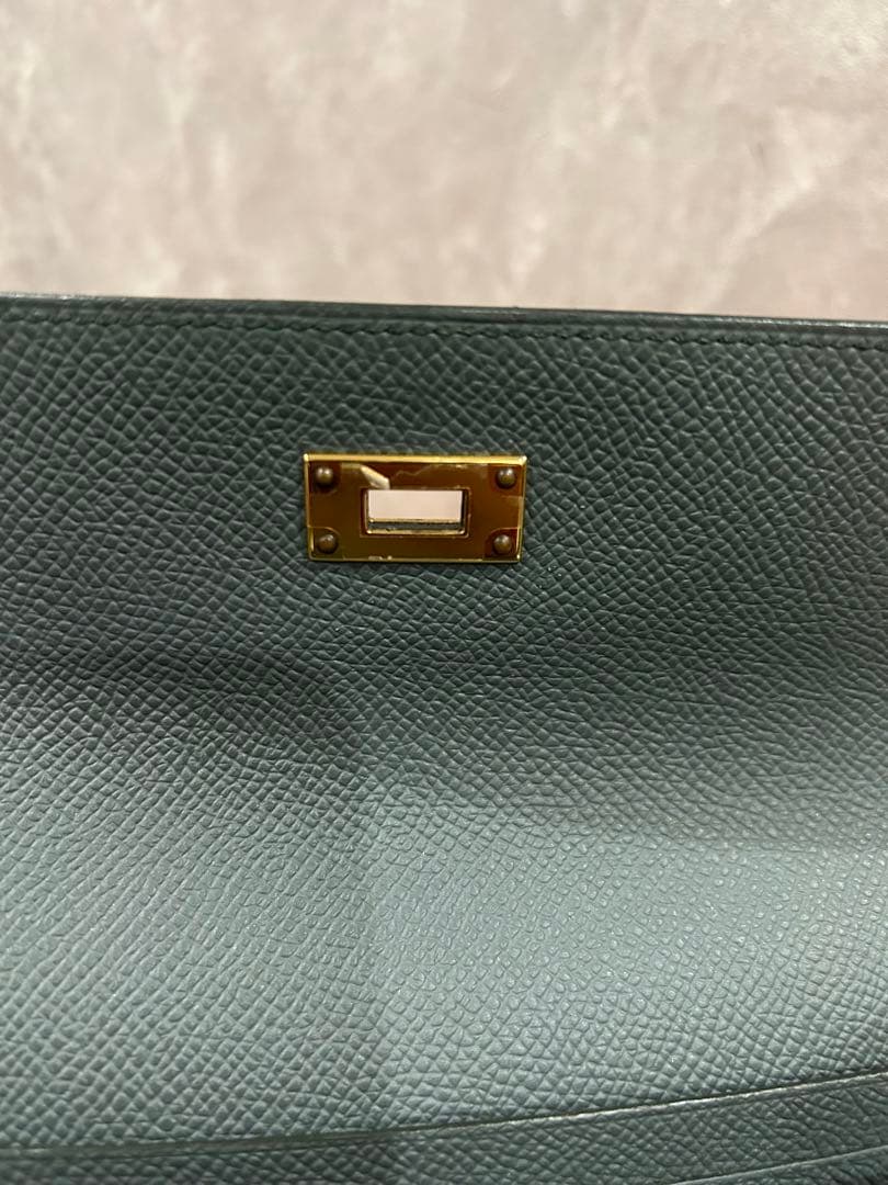 【貴重カラー】 エルメス ケリーウォレット ロング ヴェールアマンド エプソン