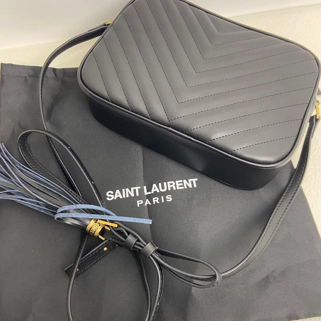 SAINT LAURENTブラック キルティングショルダーバッグ ゴールド