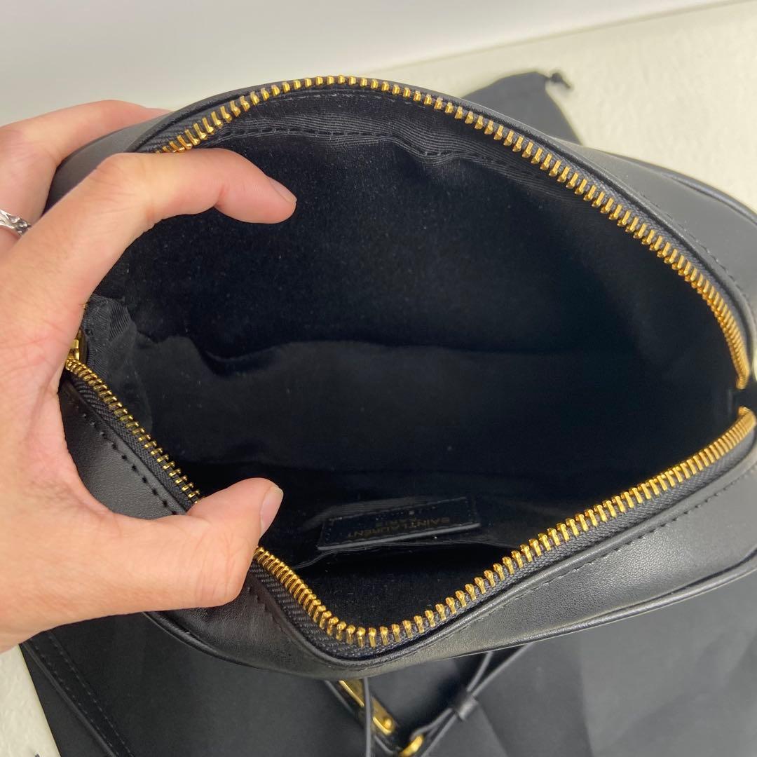 SAINT LAURENTブラック キルティングショルダーバッグ ゴールド