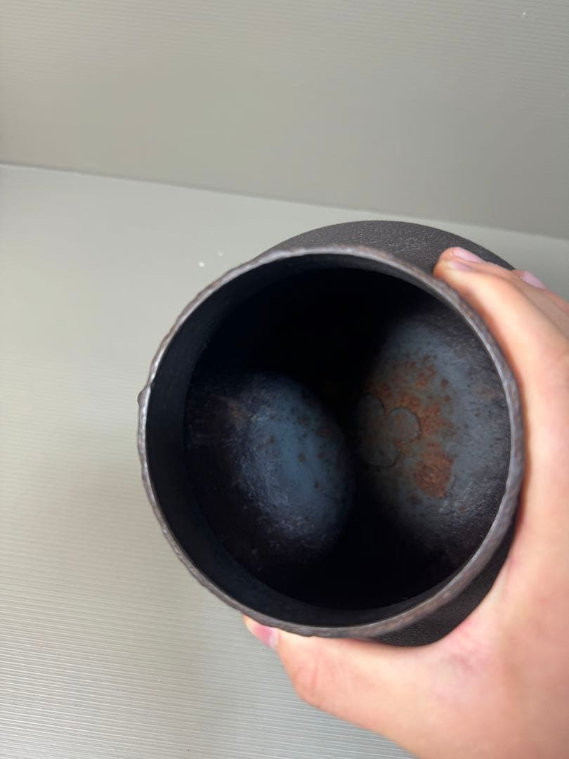 2247 人間国宝　釜師　高橋敬典　鶴首釜　釜鐶付き　茶道具