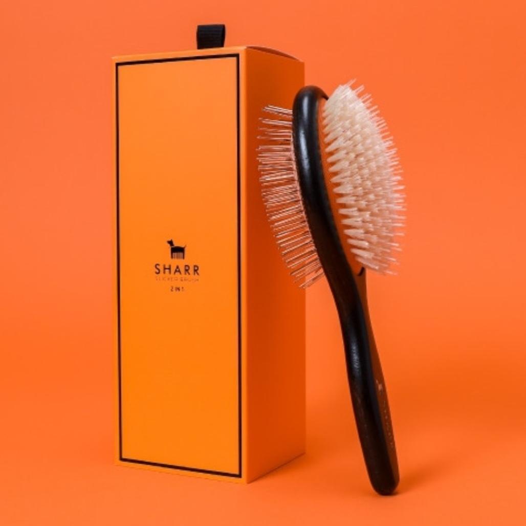 プラチナ　新品未使用 韓国発 SHARR ペットブラシ 黒 オレンジ 犬