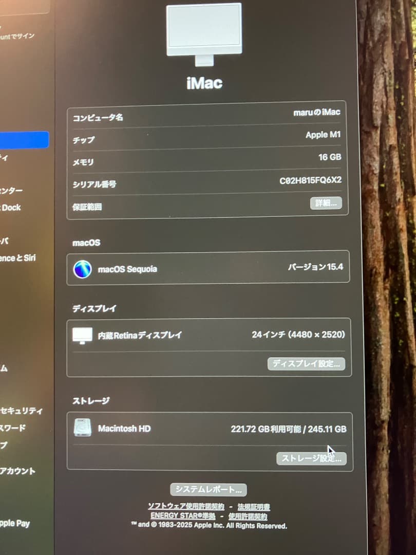 Apple iMac 24インチ M1 16GB 256GB SSD 美品