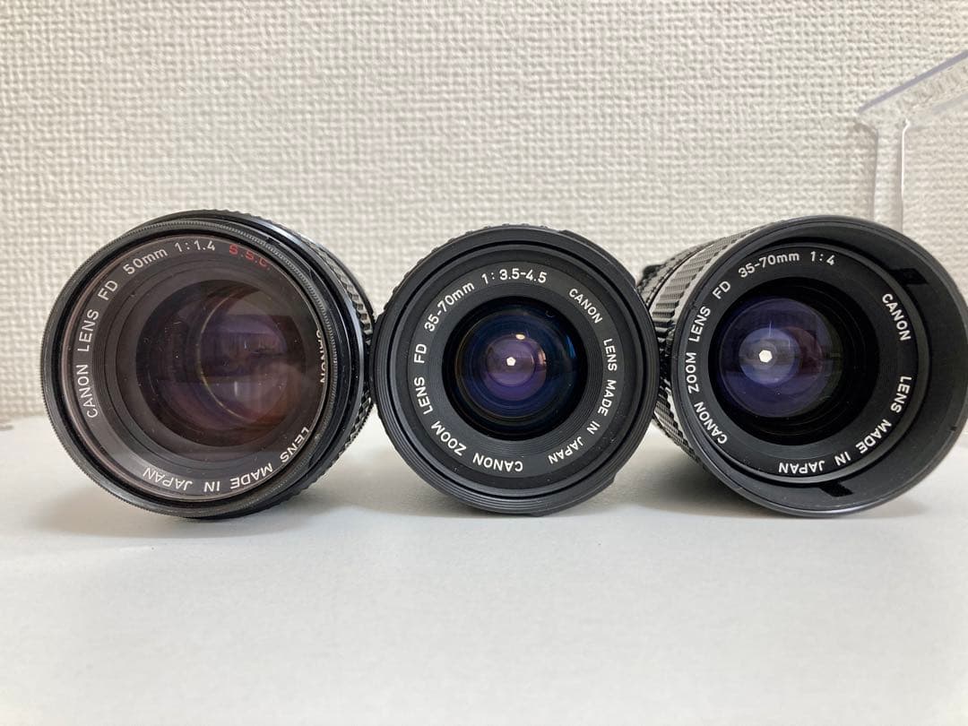 CanonAE-1セット！レンズ3本 ストロボ、レンズフィルター　フィルムカメラ