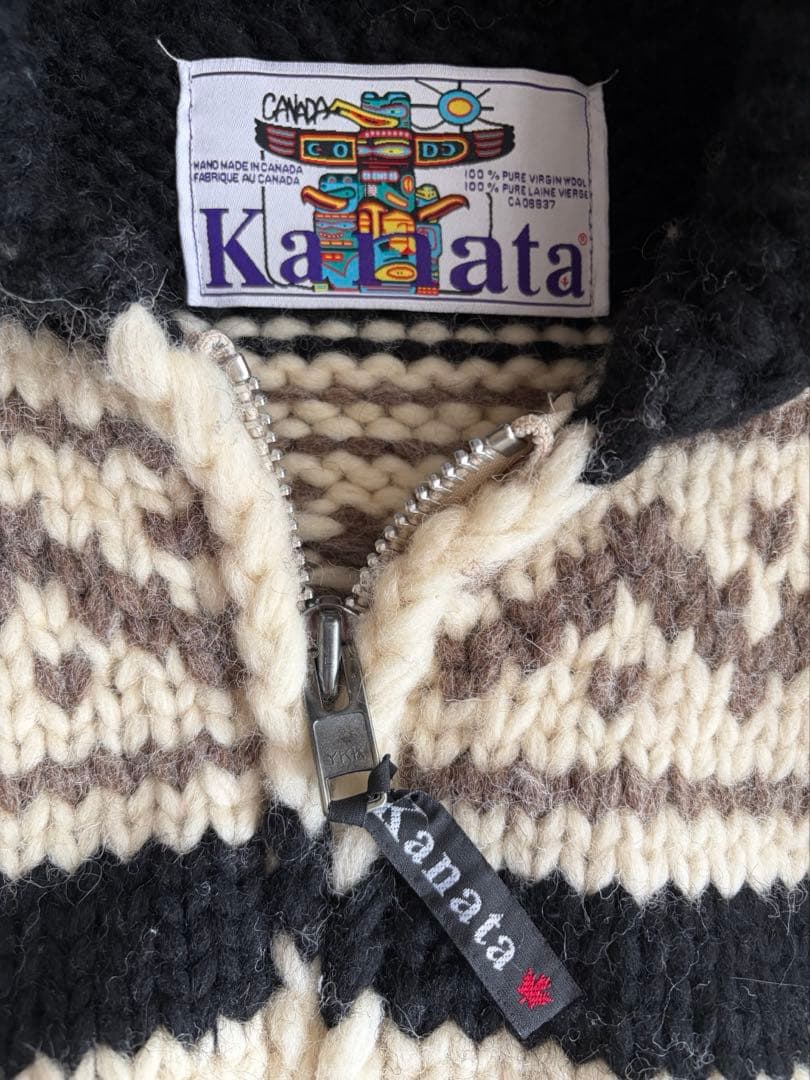 カナダ製 Kanata カナタ カウチンニット フルジップ サンダーバード