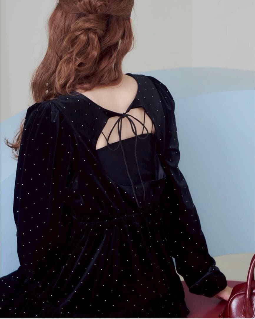 ベロアスタッズミニワンピース　kastane