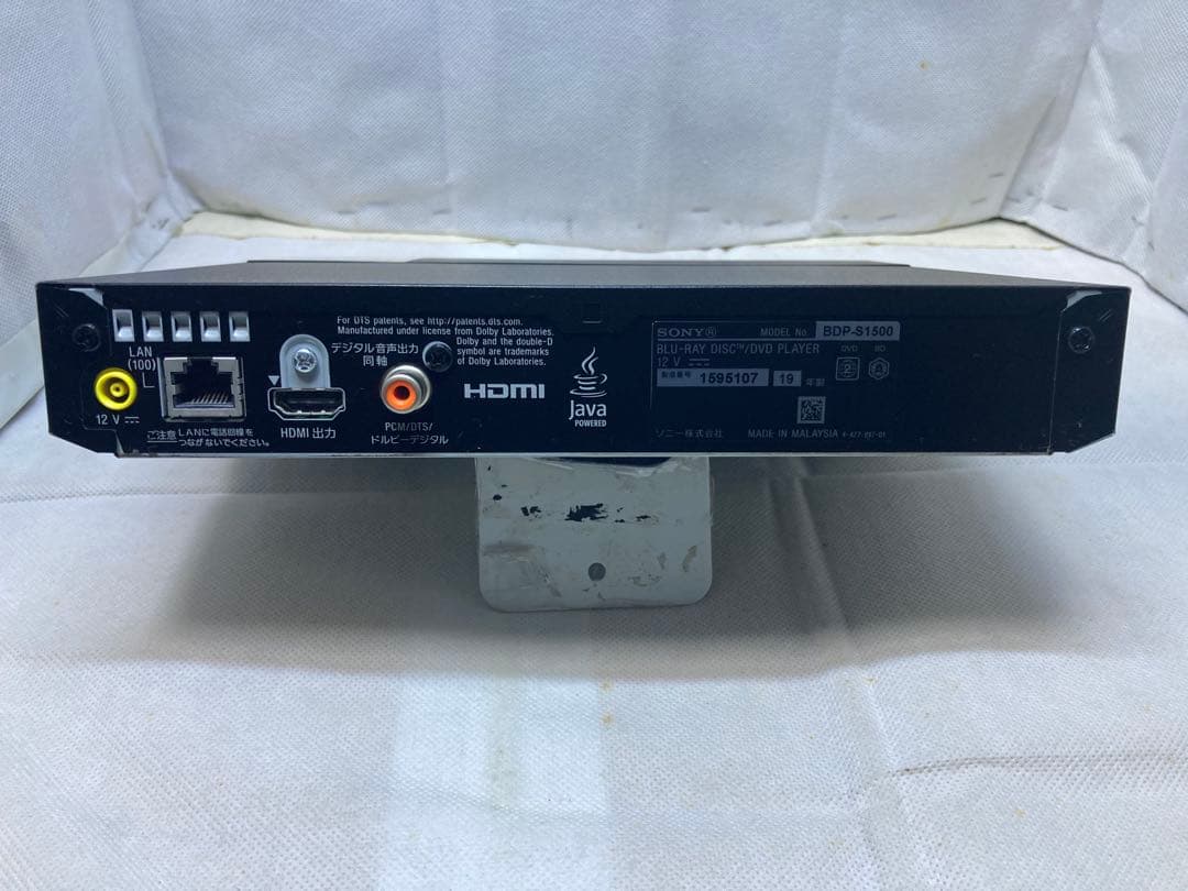 SONY ブルーレイプレーヤー BDP-S1500　2019年製　動作品