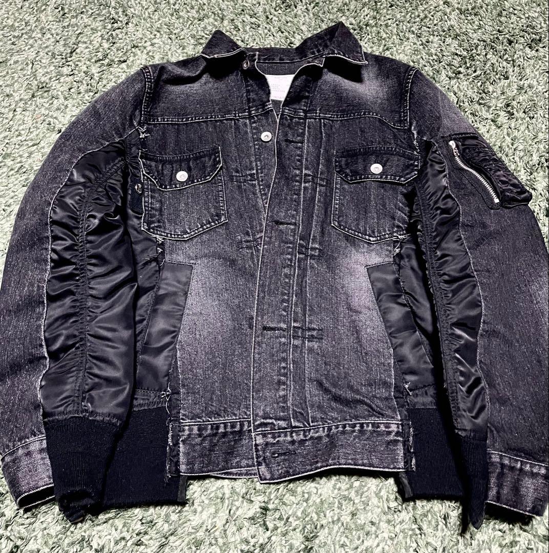 sacai / Denim x MA-1 Jacket / 黒 / size:1