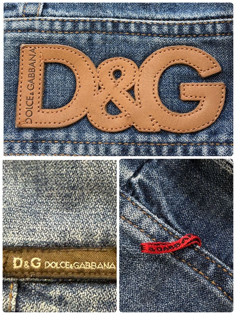 D&G ドルチェアンドガッバーナ デニムジャケット ロゴワッペン ダメージ加工M