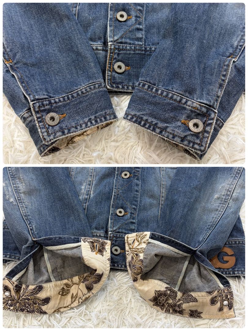 D&G ドルチェアンドガッバーナ デニムジャケット ロゴワッペン ダメージ加工M