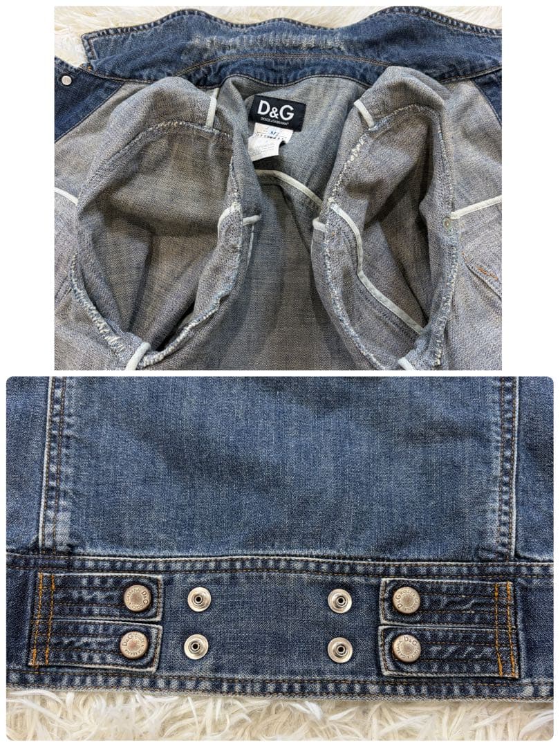 D&G ドルチェアンドガッバーナ デニムジャケット ロゴワッペン ダメージ加工M