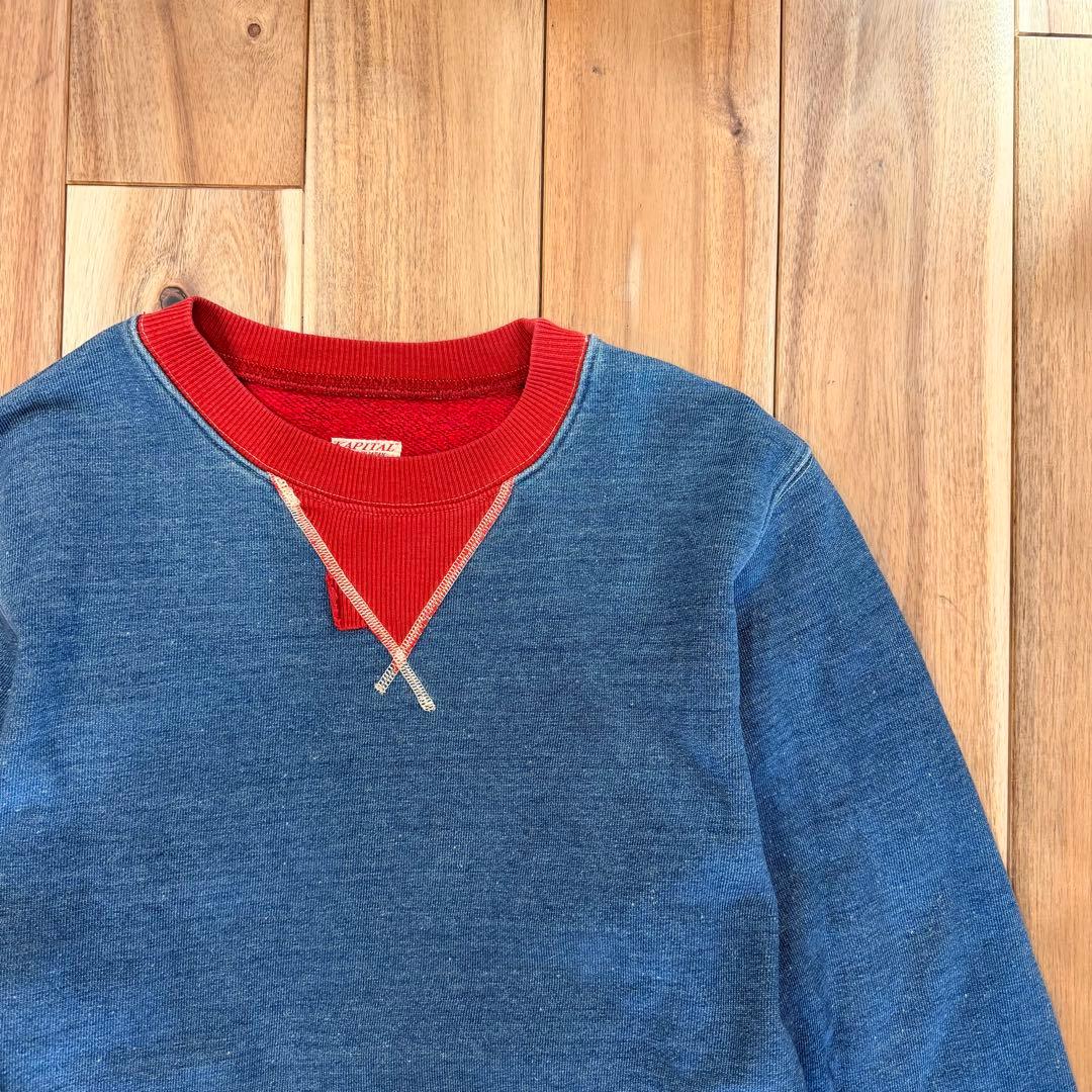 ア*ラ様 希少美品Kapitalキャピタル インディゴ染スウェットシャツ サイズ
