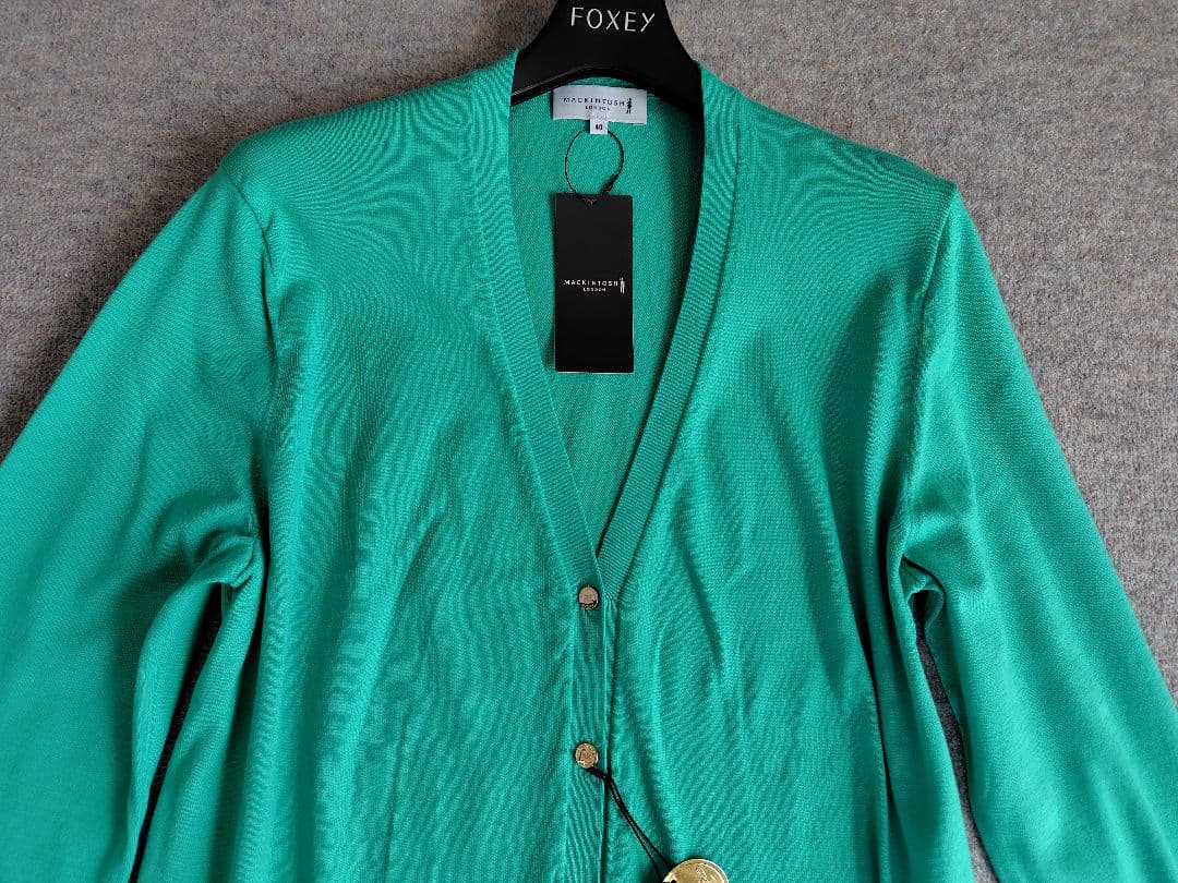 新品マッキントッシュロンドン　スビンコットンニットカーディガン40緑45100円