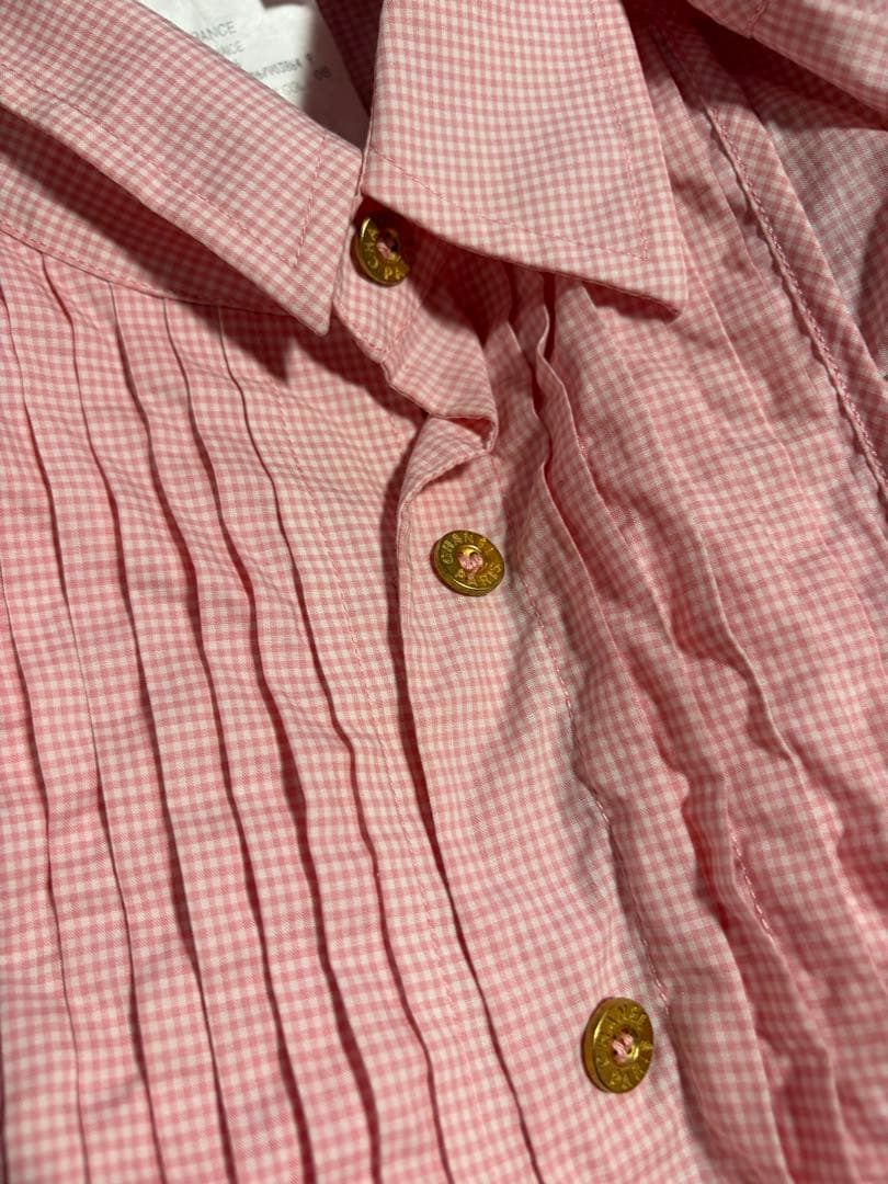 シャネルCHANELヴィンテージ、チェックシャツ、オーバーサイズ極美品ピンク