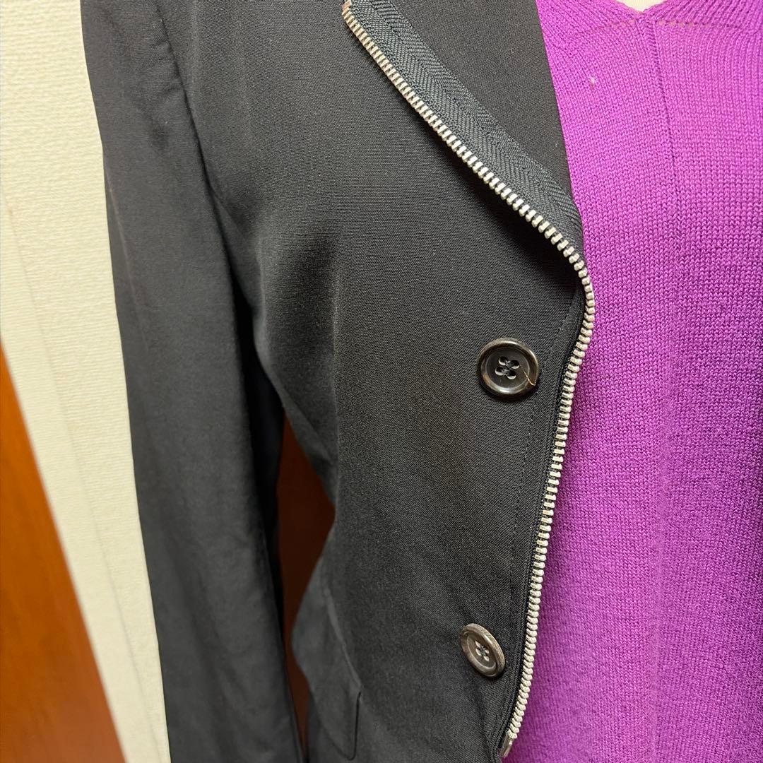 ジッパー付きブラックテーラードジャケット