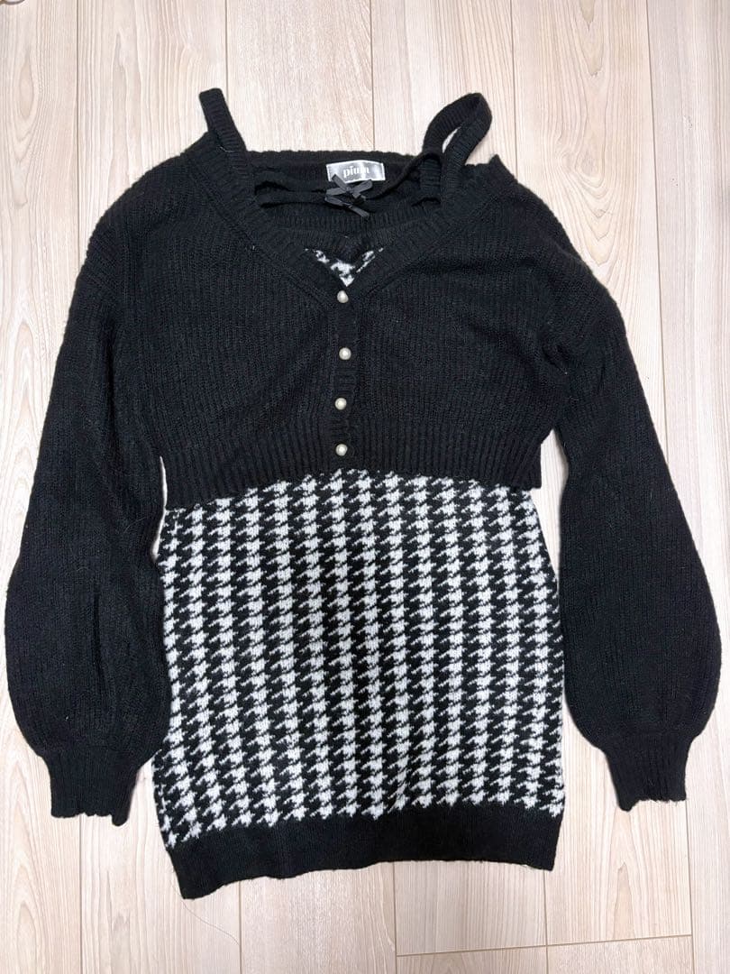 pium ニットカーディガン スカートセットアップ