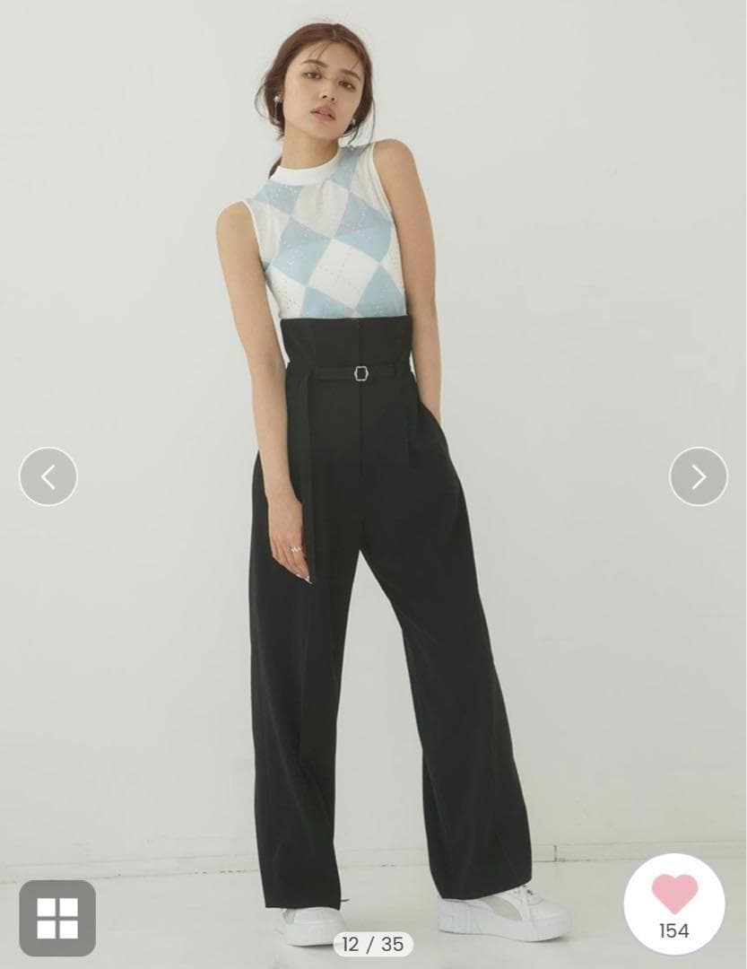 【新品未使用タグ付き】リリーブラウン 折り返しハイウエストパンツ ブラック