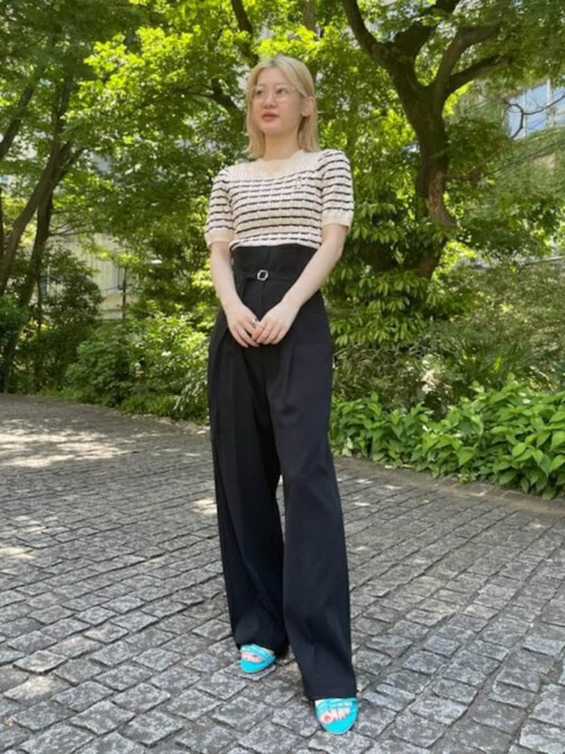 【新品未使用タグ付き】リリーブラウン 折り返しハイウエストパンツ ブラック