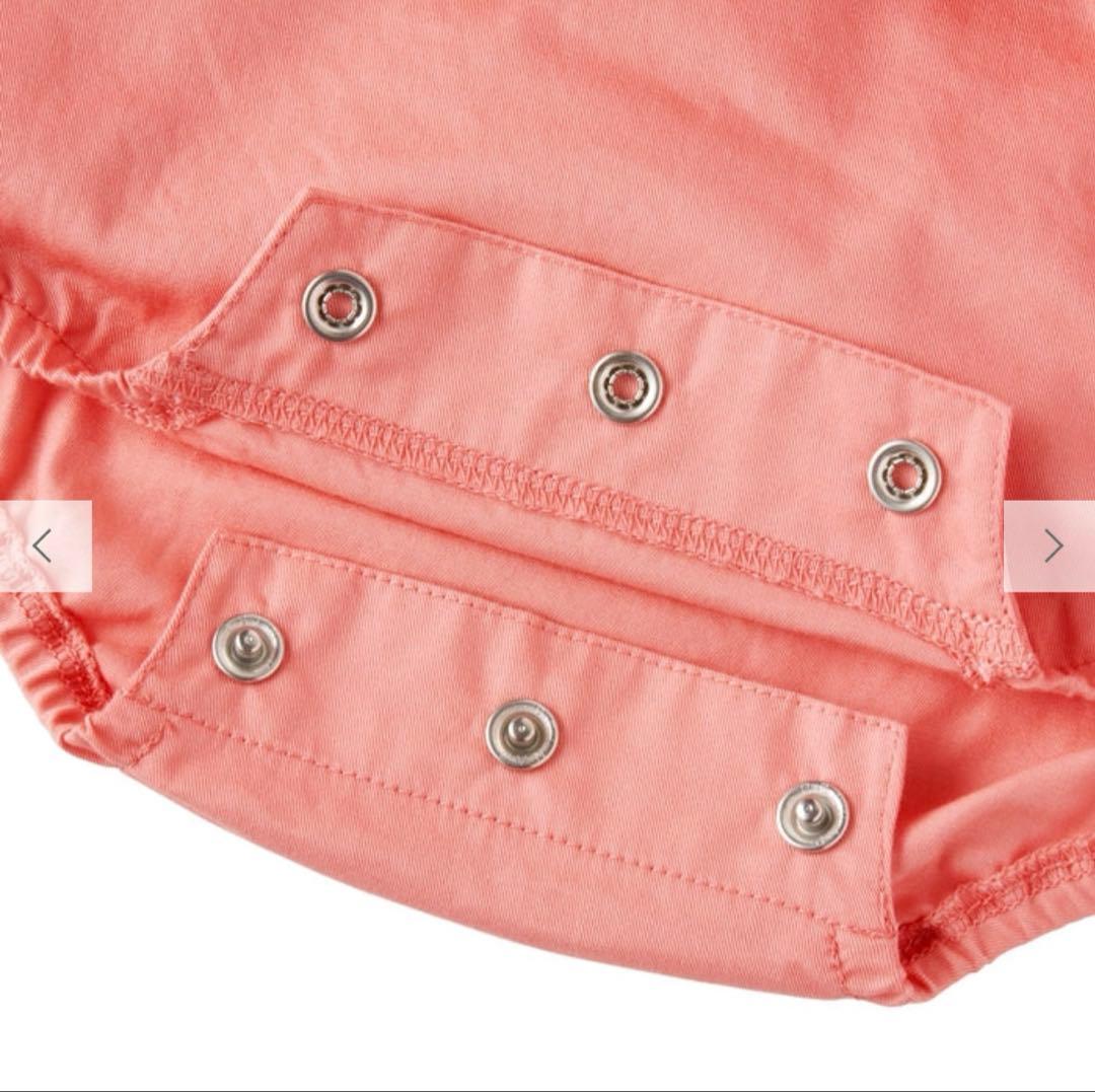 Miki House コーラルピンクロンパース S/M ミキハウス カバーオール