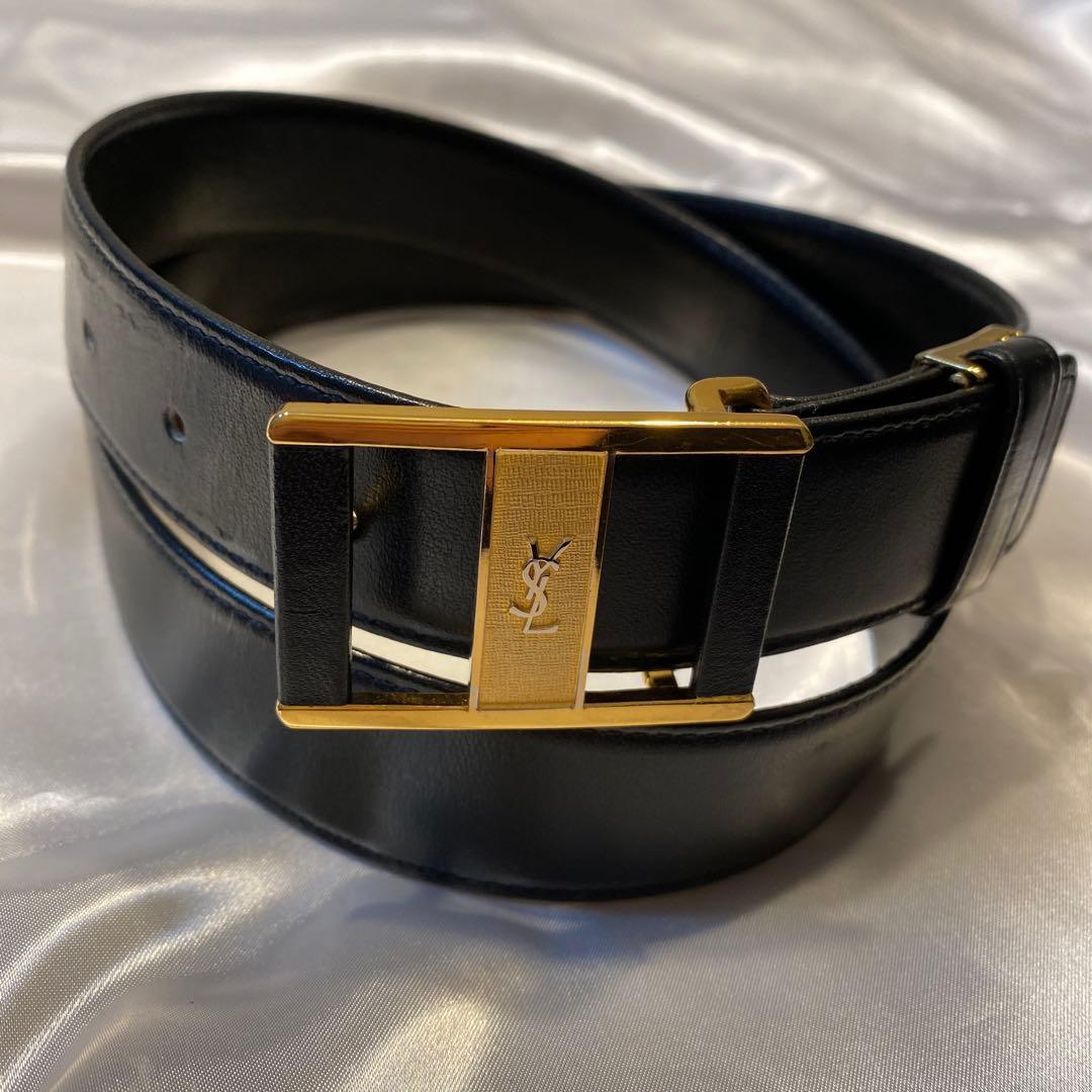 Yves Saint Laurent サンローランブラックレザー ゴールドベルト