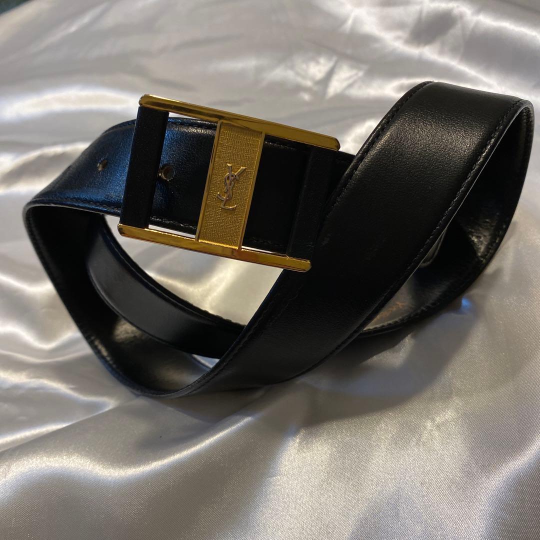 Yves Saint Laurent サンローランブラックレザー ゴールドベルト