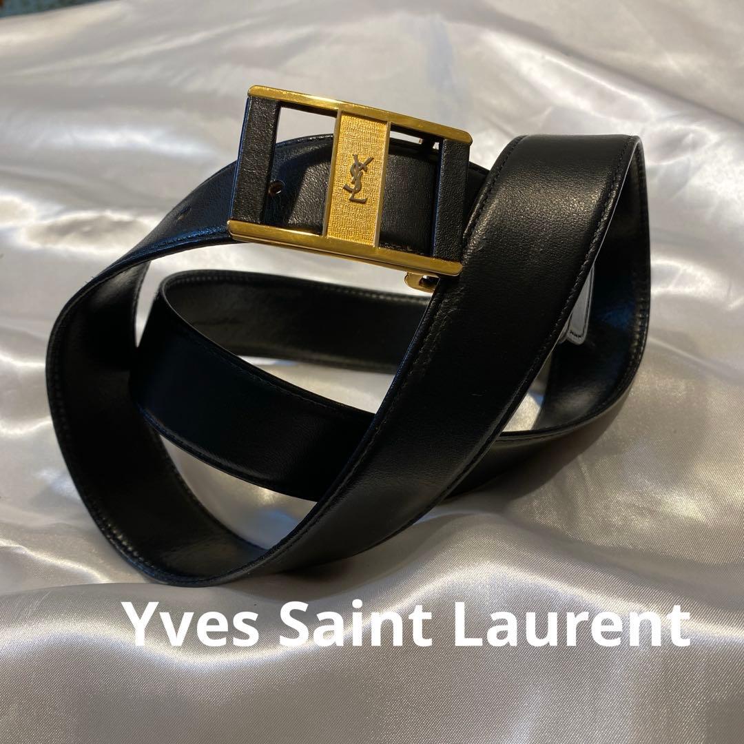 Yves Saint Laurent サンローランブラックレザー ゴールドベルト