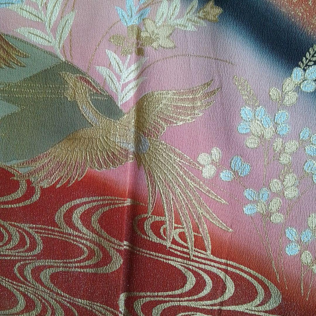 着物リメイクワンピース 留袖ドレス 扇子 落款あり作家物