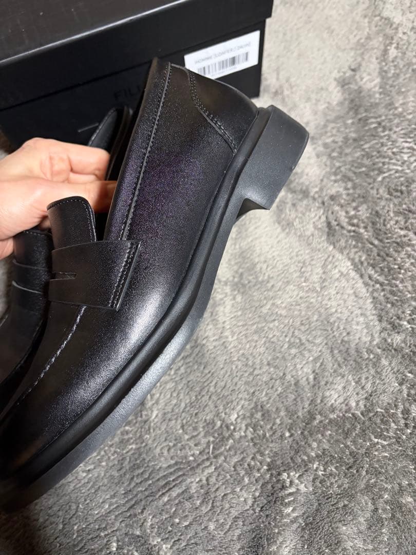 FILLIN ブラックレザー ローファー 24センチ