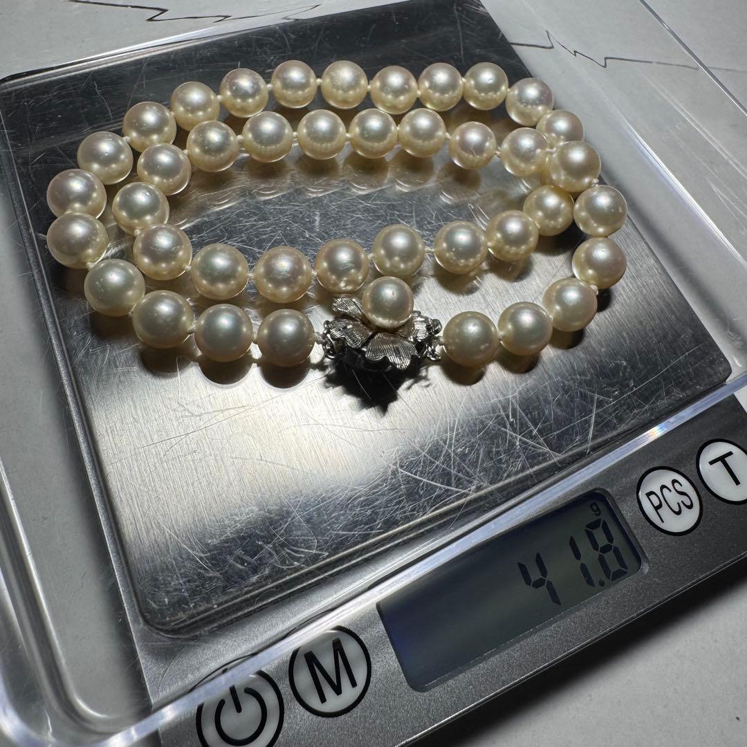 テリ良/大珠 アコヤ真珠 ネックレス パール 8.6mm 41.8g