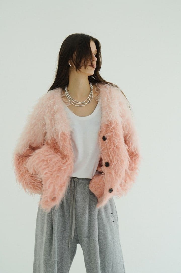 く*る様 CLANE BI COLOR SHAGGY KNIT CARDIGAN