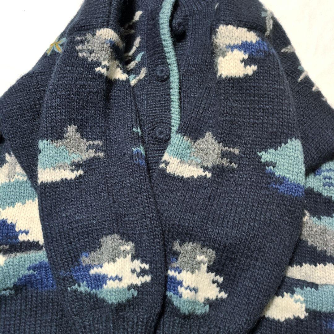 極美品 東欧製 シロゴイノ うさぎ柄 肉厚 ニット ジャケット ハンドメイド M