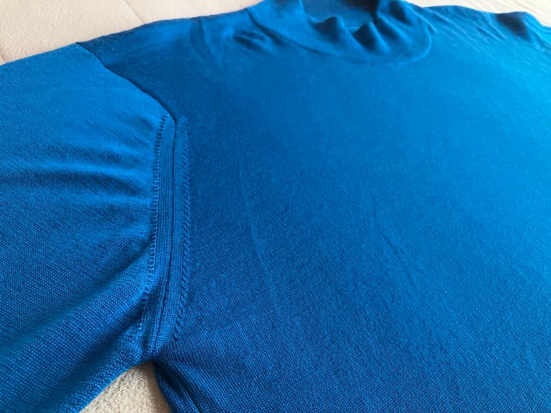 JOHN SMEDLEY ウール 30G モックネックニット ロイヤルブルー L