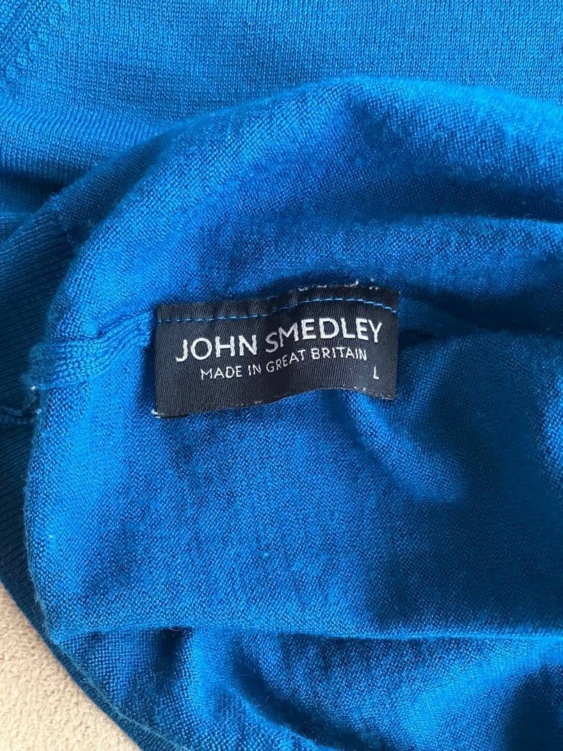 JOHN SMEDLEY ウール 30G モックネックニット ロイヤルブルー L