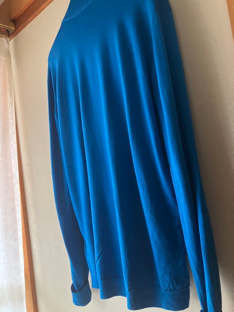 JOHN SMEDLEY ウール 30G モックネックニット ロイヤルブルー L