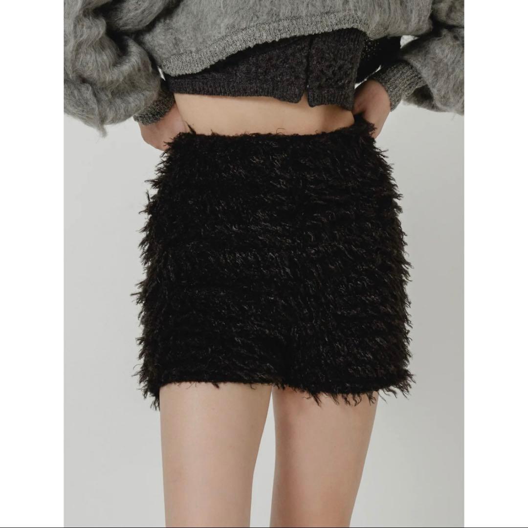 Eaphi FLUFFY SHORT PANTS ニットショートパンツ ブラック